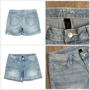 Women’s Apt. 9 4 Small Denim Shorts Jeans Light Washed Navy Blue Rolled Hem